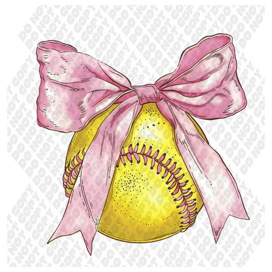 Softball Pink Bow DTF Transfer