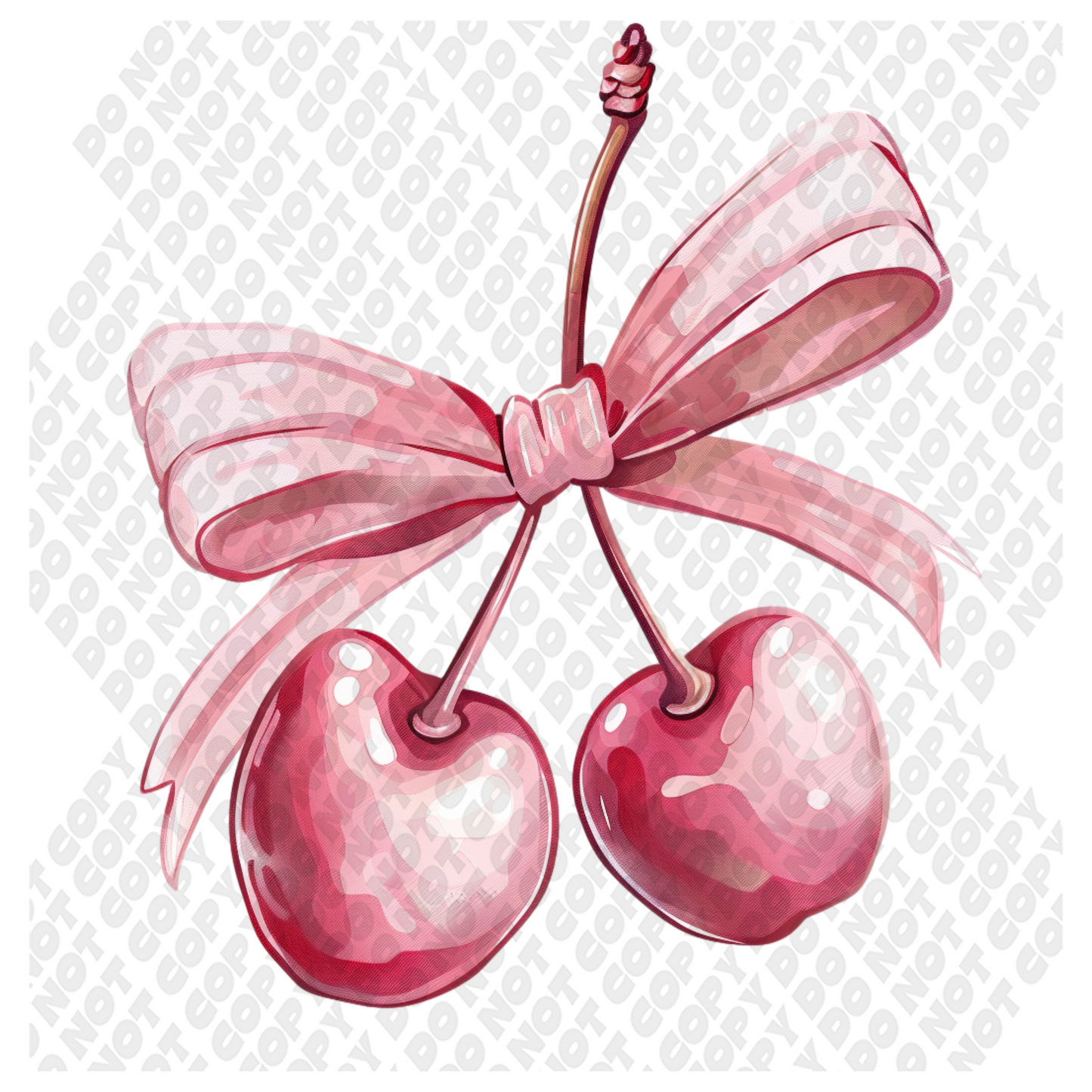 Pink Cherry Bow DTF Transfer