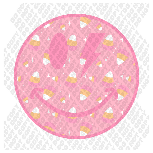 Pink candy corn smiley face