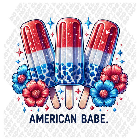 American Babe Popsicle 4th of July DTF Transfer