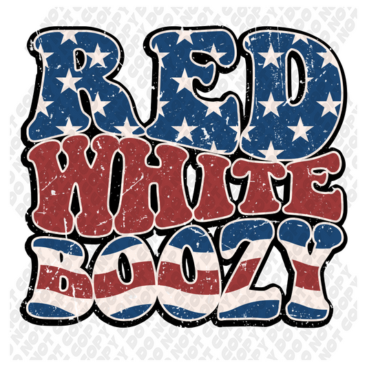 Red White Boozy 4th of July DTF Transfer
