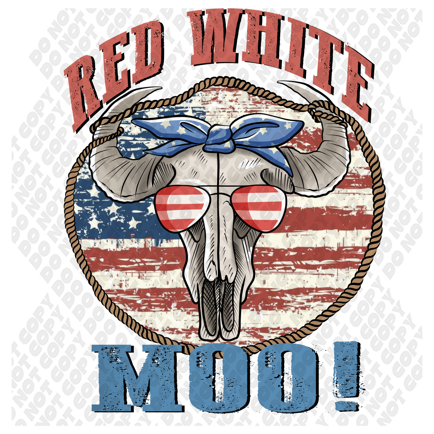 Red White Moo DTF Transfer