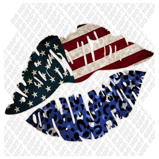 Retro American Flag Lips Kiss 4th of July DTF Transfer