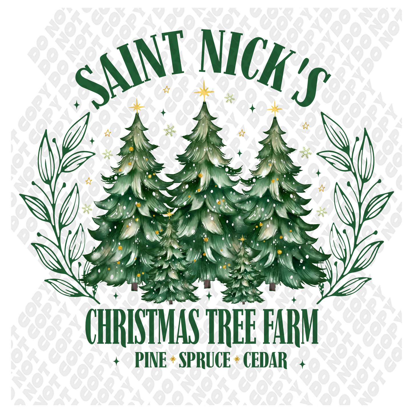 Saint Nick's Christmas Tree Farm DTF Transfer