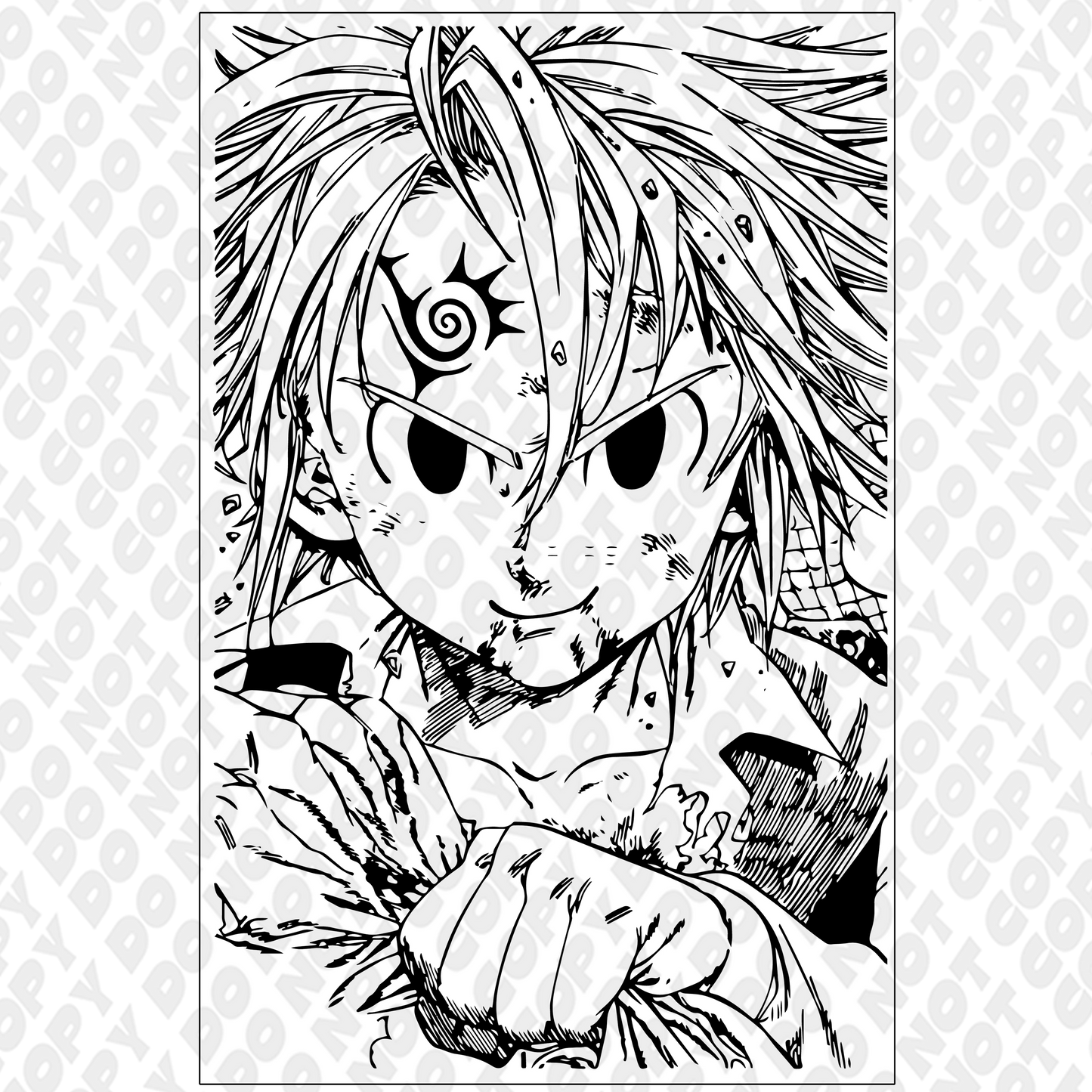 Meliodas Confident Outline