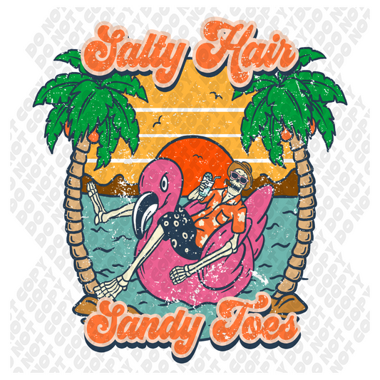 Salty Hair Sandy Toes Skeleton DTF Transfer