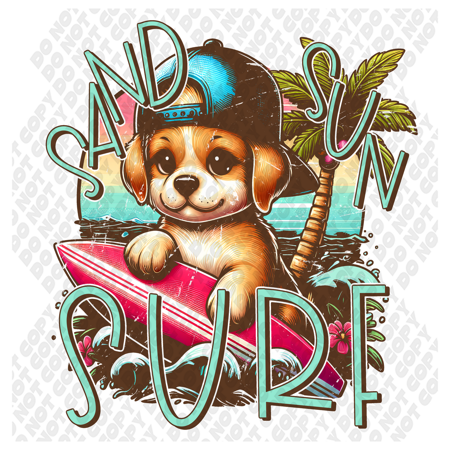 Sand Sun Surf Pup DTF Transfer