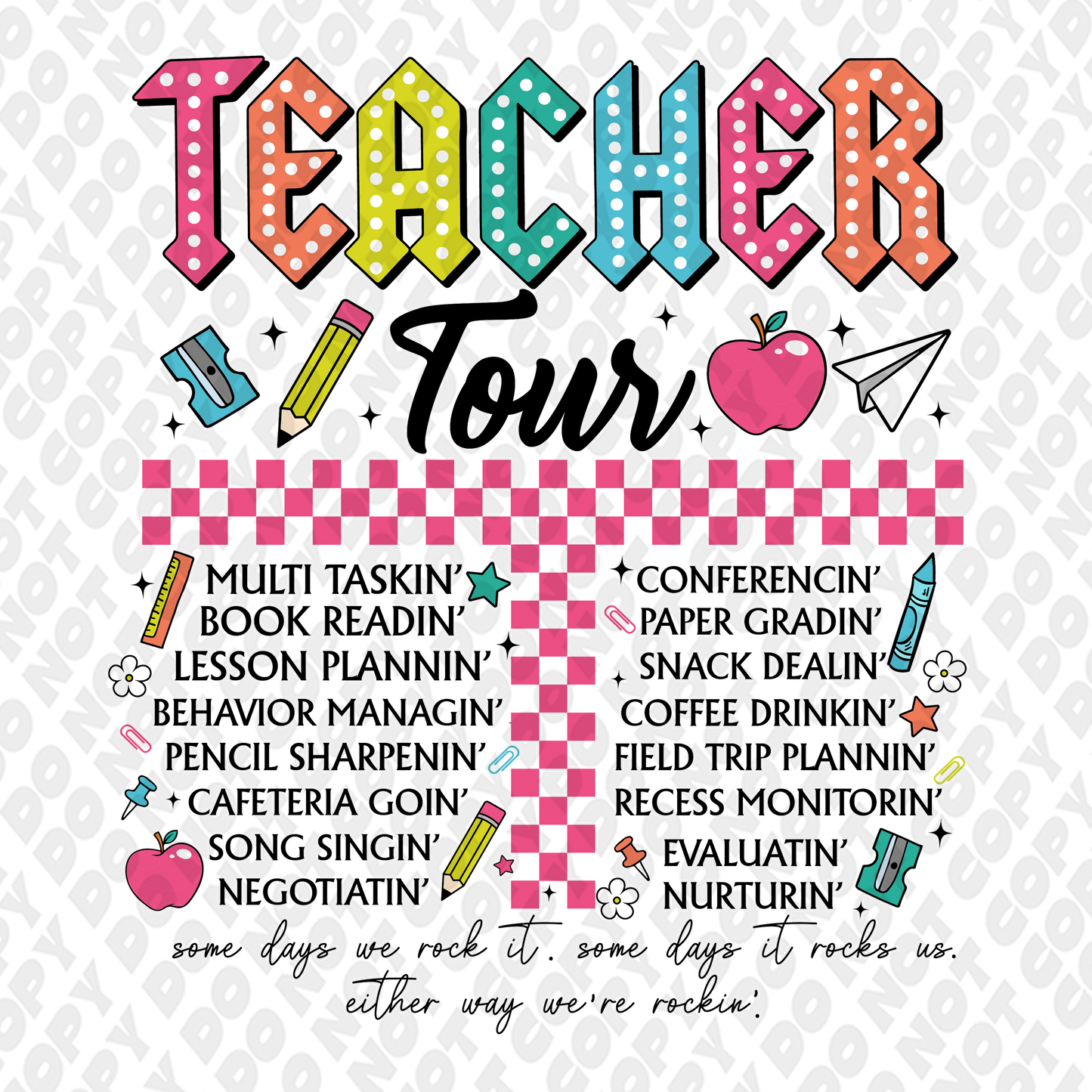 Teacher Tour DTF Transfer