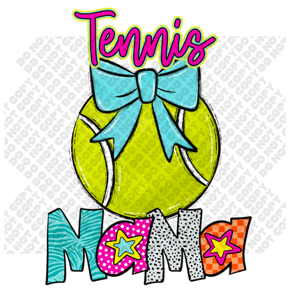 Tennis MAMA Star Colorful DTF Transfer