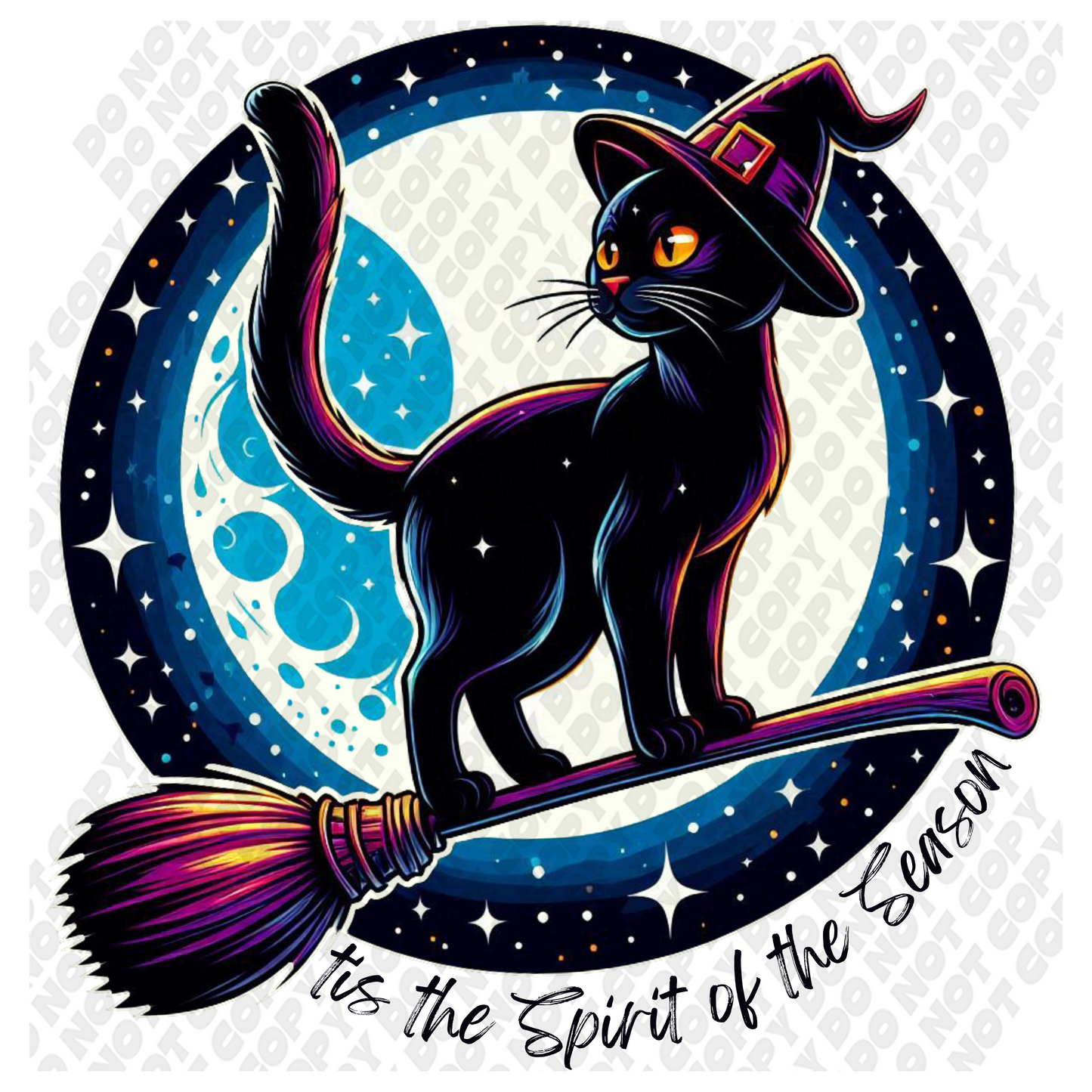 Tis The Spirit Black Cat DTF Transfer