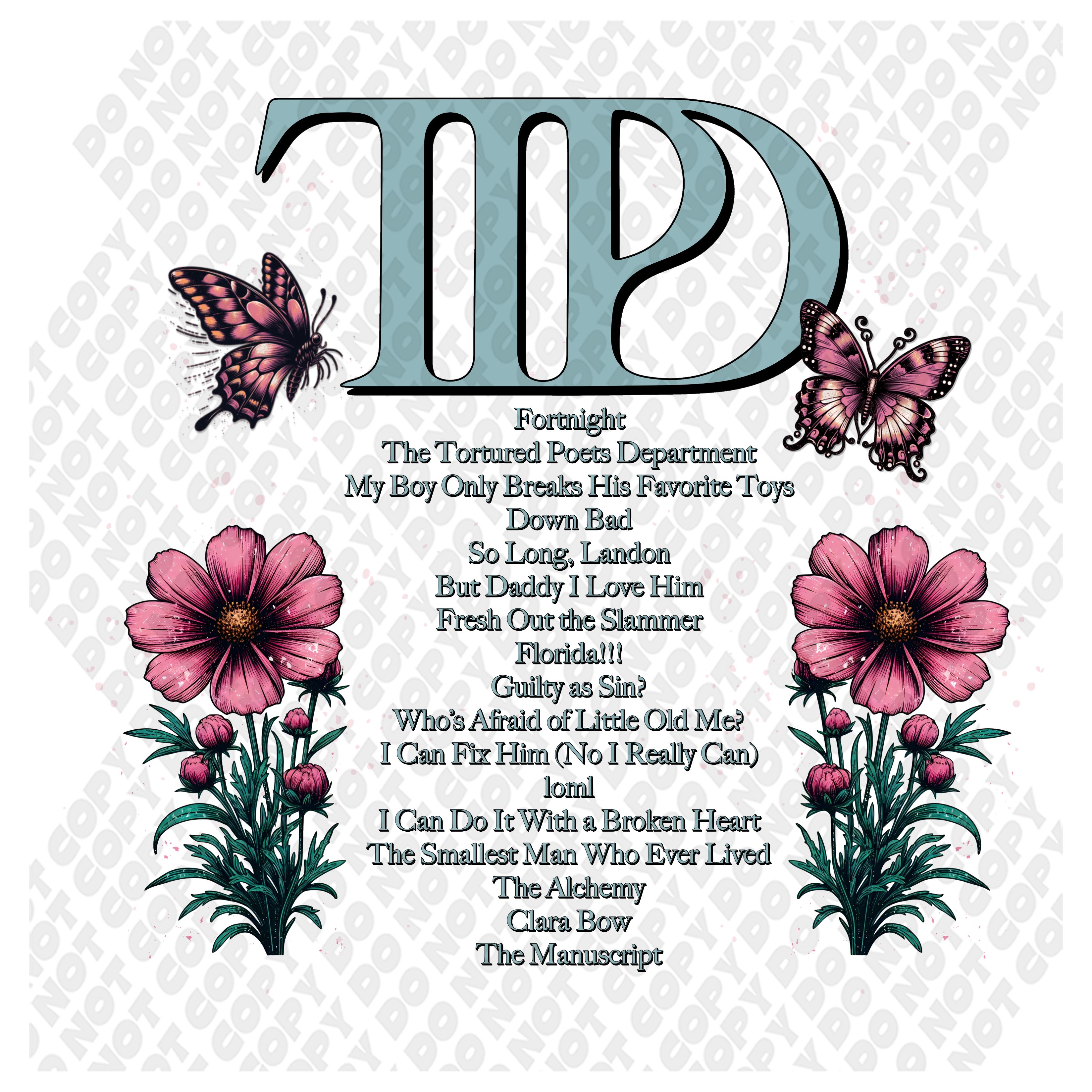 TTPD Song List DTF Transfer (TTPD Back) | DTF Transfer Sticker – DTF Reaper