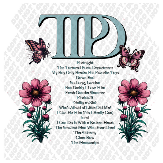 TTPD Song List DTF Transfer (TTPD Back)