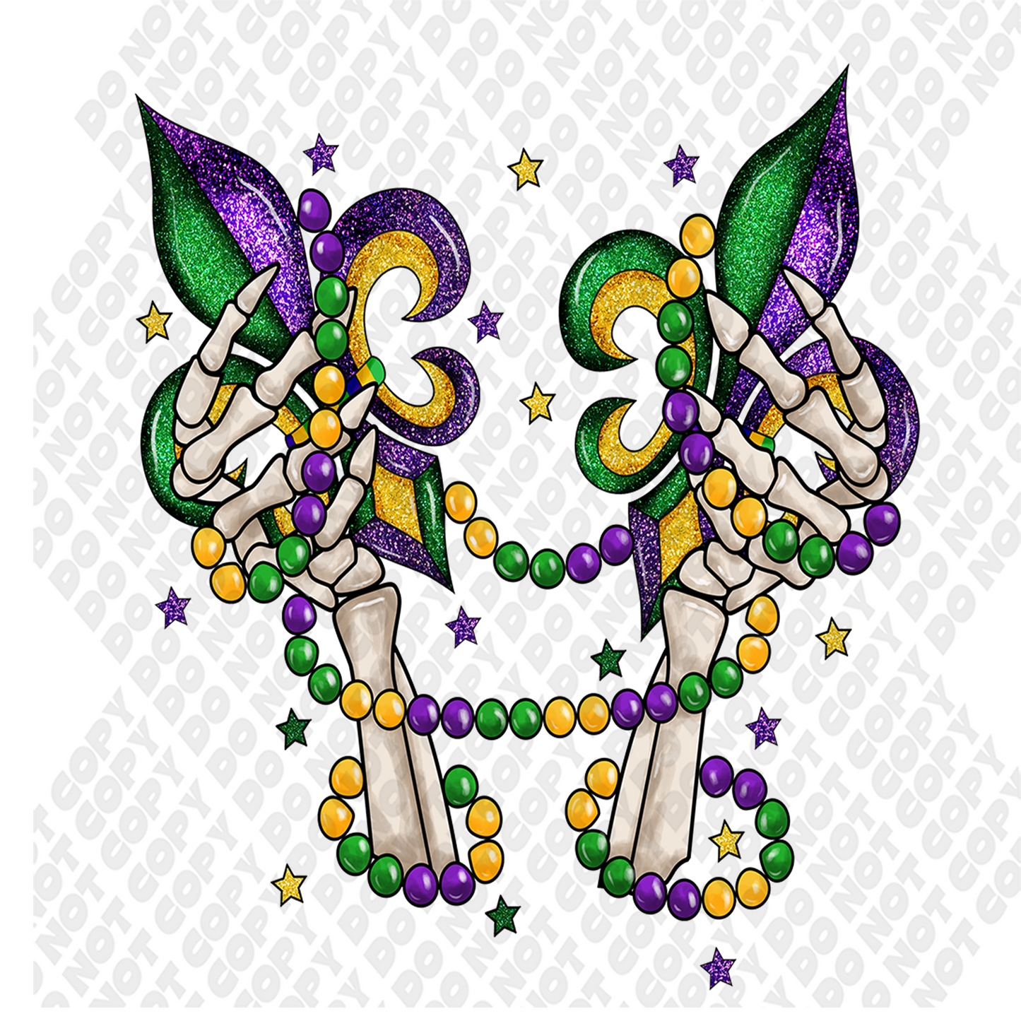 Skeleton Mardi gras Pasties Transfer