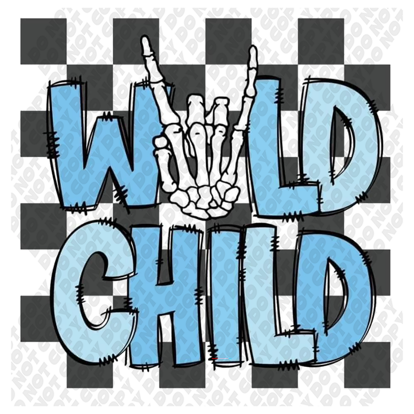 Wild Child Skeleton Blue DTF Transfer