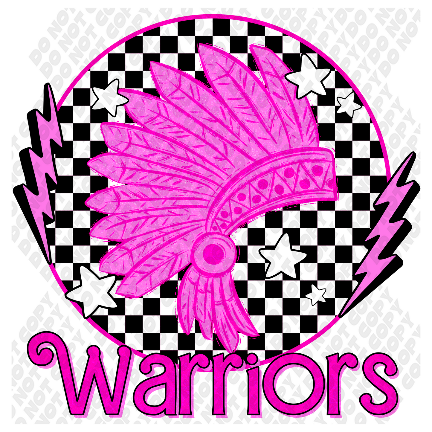 Pink Out Warriors Mascot DTF Transfer