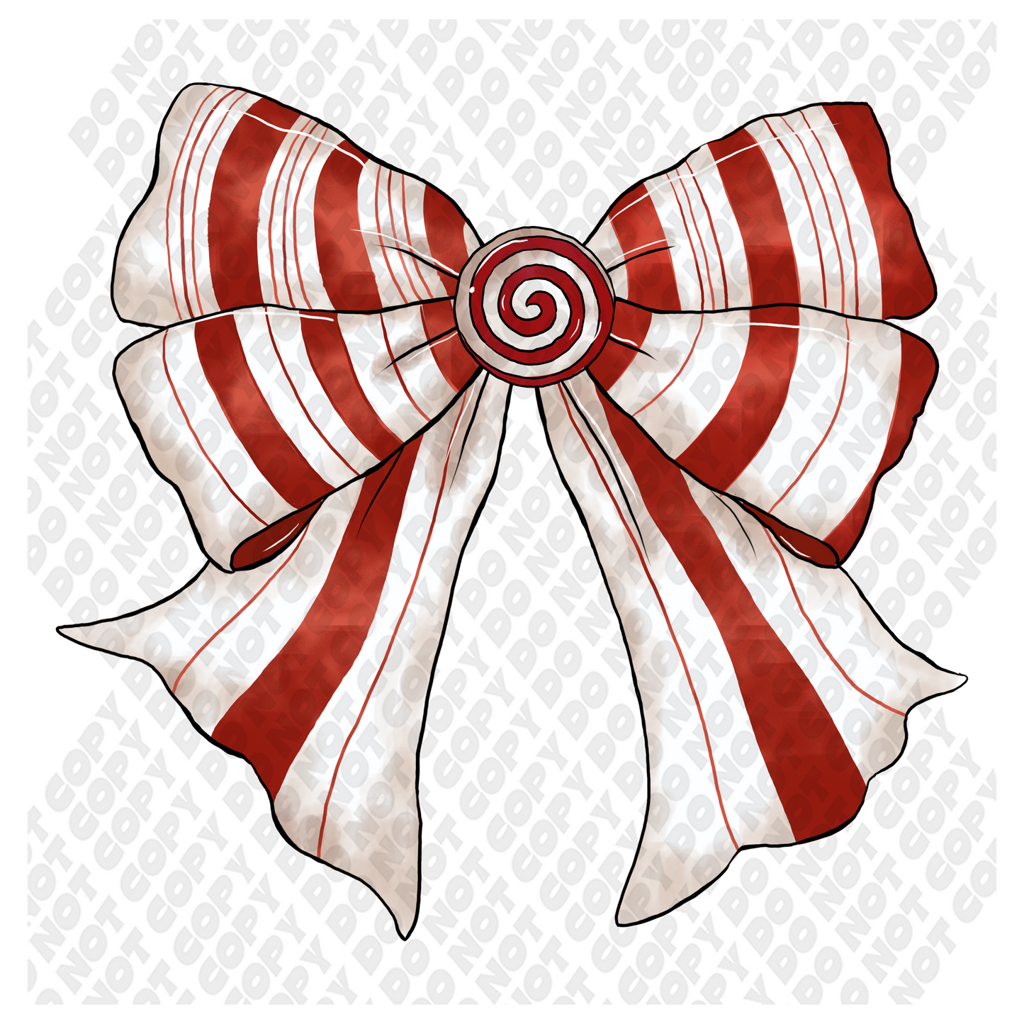 Candy Cane Bow DTF Transfer