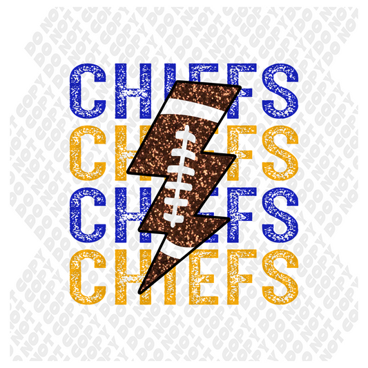 Chiefs Glitter blue and gold football