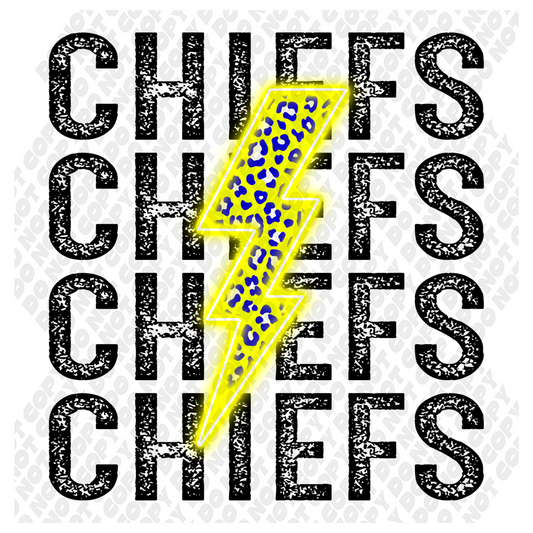 Chiefs Blue and Gold Lightning