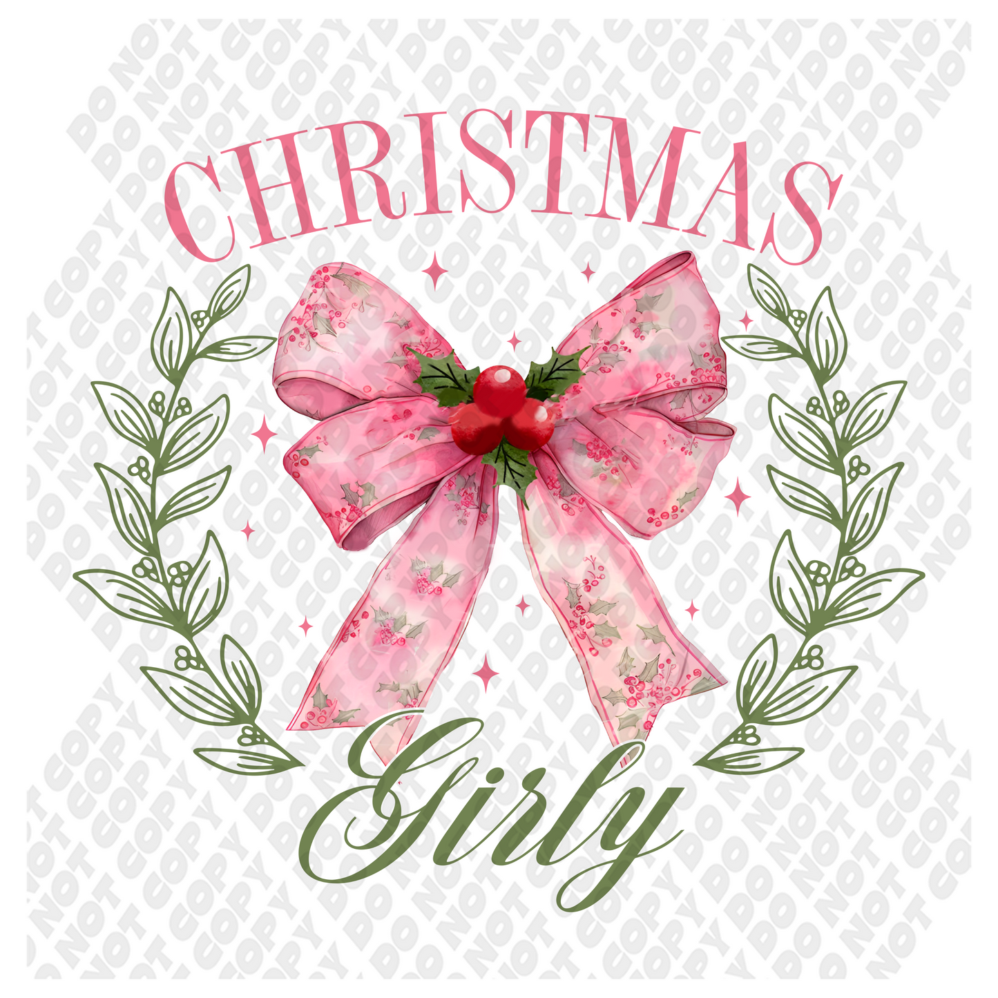 Christmas Girly Pink Bow DTF Transfer