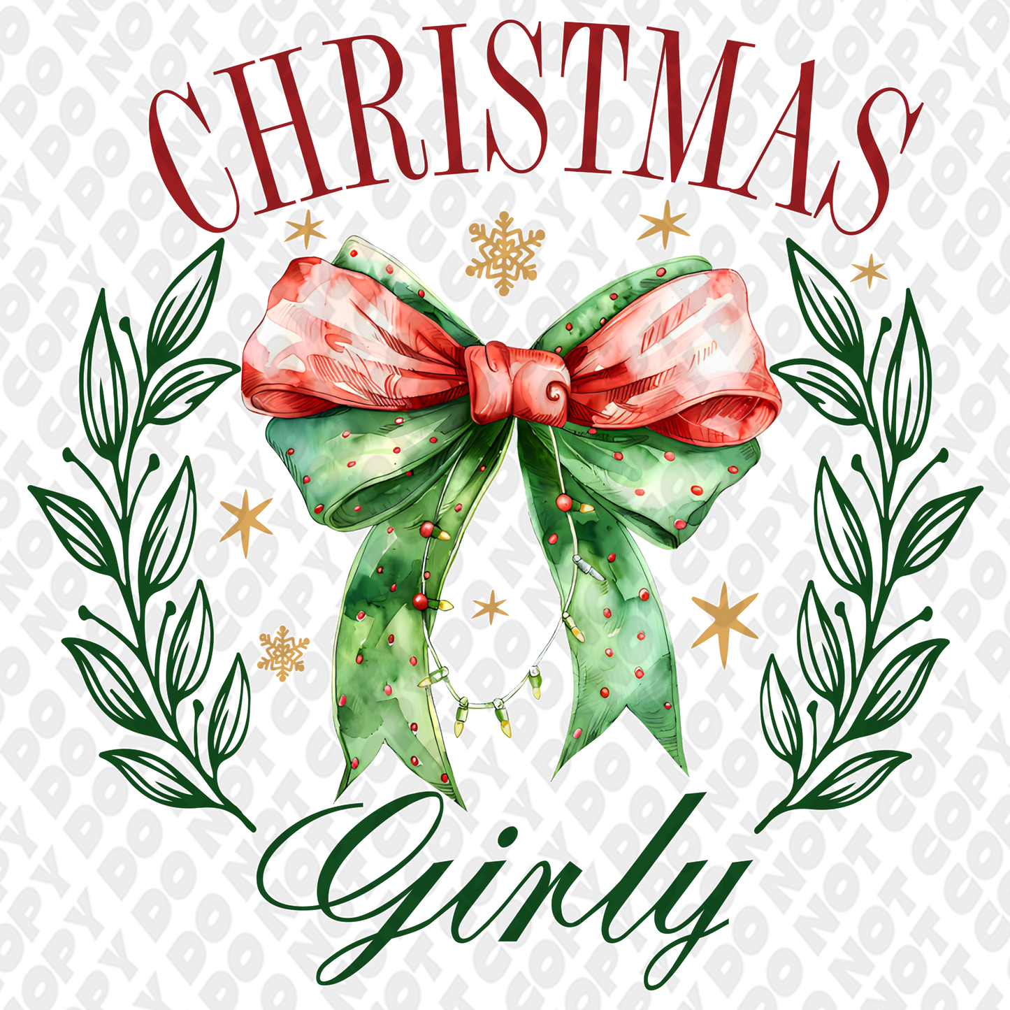 Christmas Girly Red Bow DTF Transfer