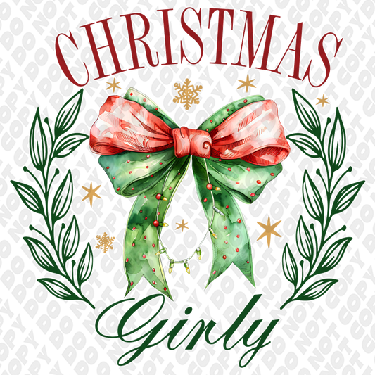 Christmas Girly Red Bow DTF Transfer