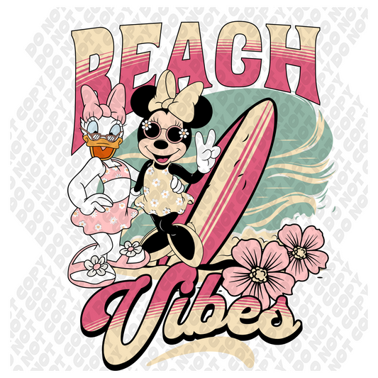 Beach Vibes Minnie Mouse and Daisy Duck Transfer