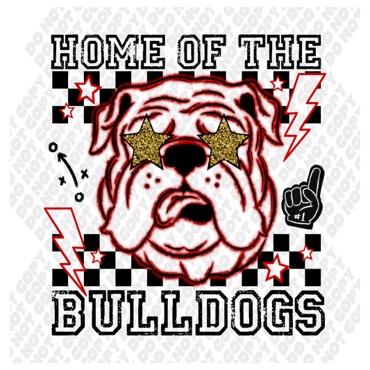 Home Of The Bulldogs Neon Red