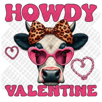 Howdy Heifer Cow Valentine DTF Transfer