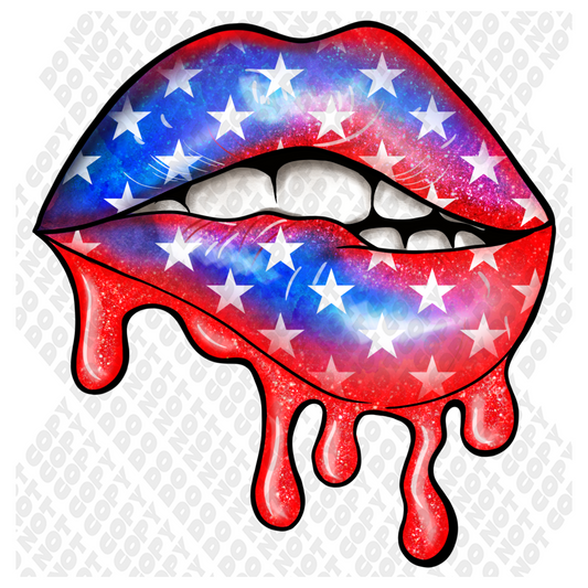 American Flag Lips Kiss 4th of July DTF Transfer