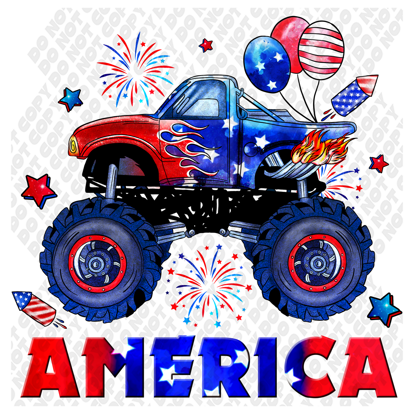 Monster Truck America 4th of July  DTF Transfer