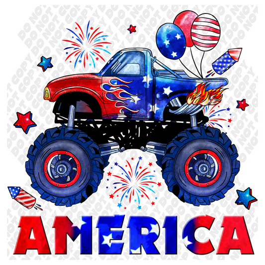 Monster Truck America 4th of July  DTF Transfer