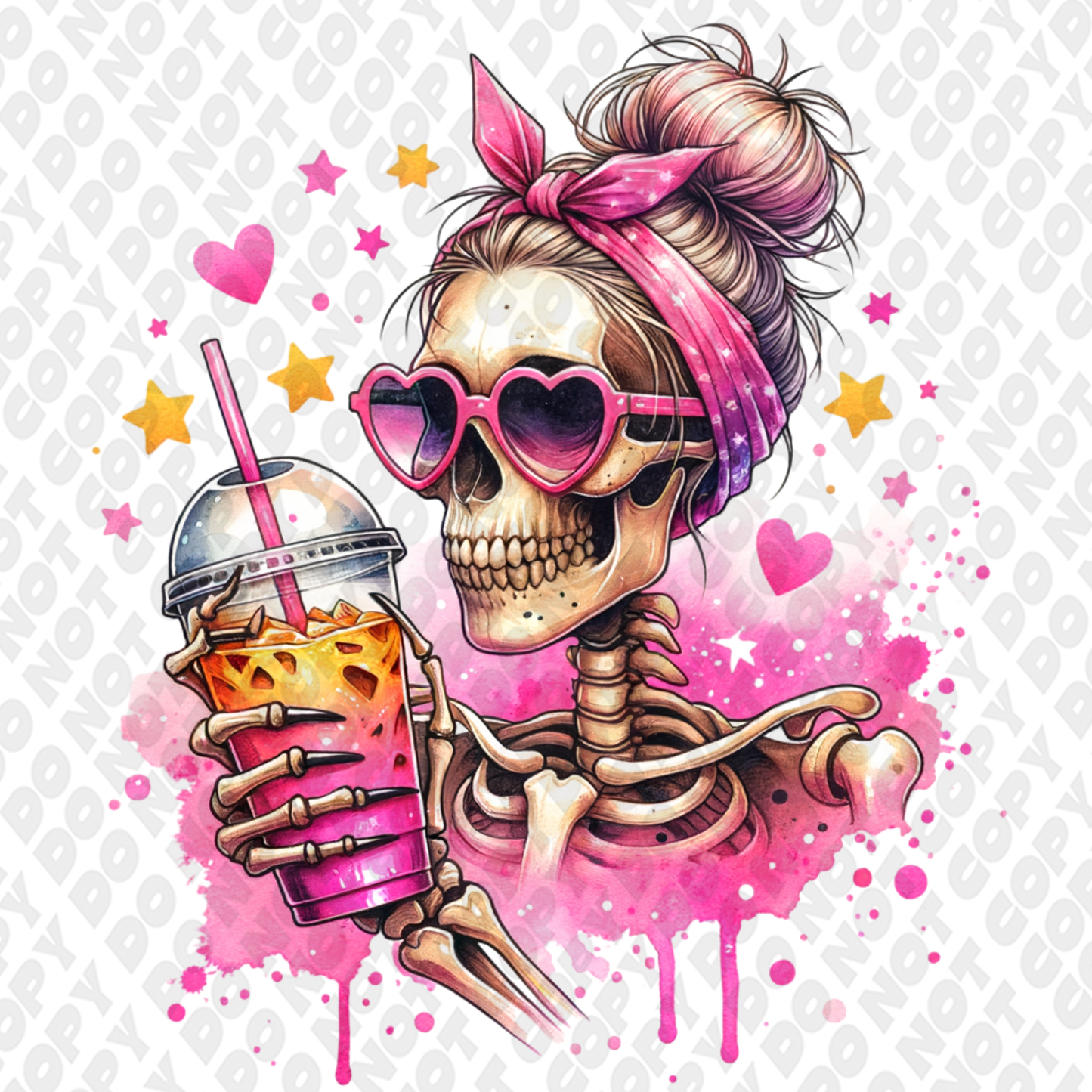 Skeleton pink fade coffee