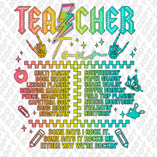 Teacher Tour DTF Transfer